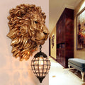 European Retro Wall Lamps Resin Lion Art Deco for Living Room Wall Sconce Creative Beside Wall Lamp Bedroom Light Fixtures E27