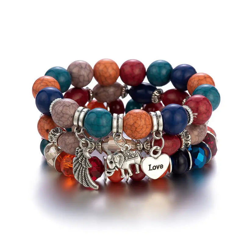 Boho Multilayer Beads Girl Bracelet Dainty Natural Crystal Beaded Bracelets Set for Women Dropshipping