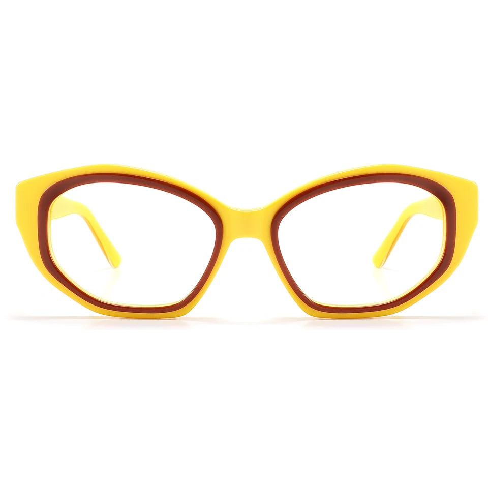 Direct Factory Sales Fashionable Solid Pattern Cat Eye Optical Glasses with Color Matching Acetate Optimal Vision Stylish Design
