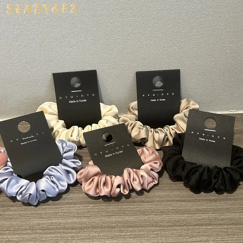 Fashionable Solid Color Small Satin Elastic Hair Scrunchies Ponytail Hair Ties for Women Girls Hair Accessories