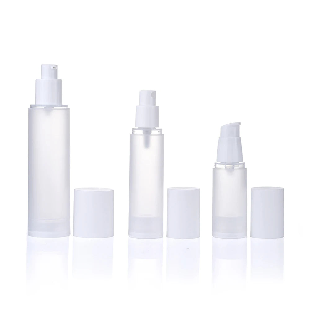 Empty Emulsion Lotion Vacuum Refillable 15ml 20ml 30ml 50ml 80ml 100ml  Frosted clear Plastic Airless Pump Bottle