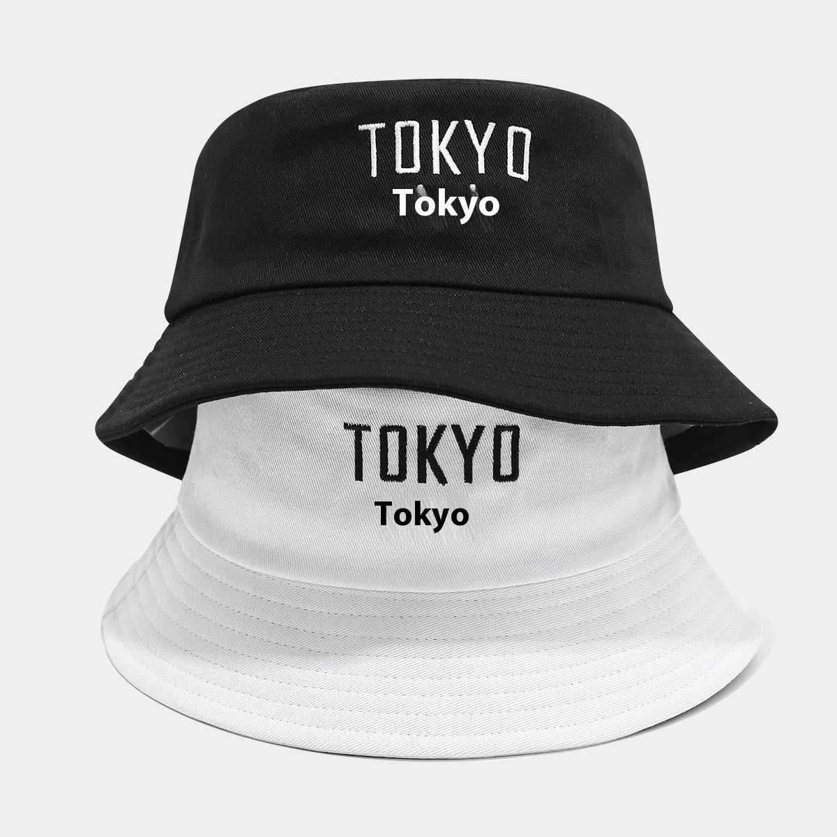 Summer Custom Embroidered Logo Fashion Black White Bucket Hat  Fisherman Hat for Women Men Sunshade Wide Brim Bucket Hat