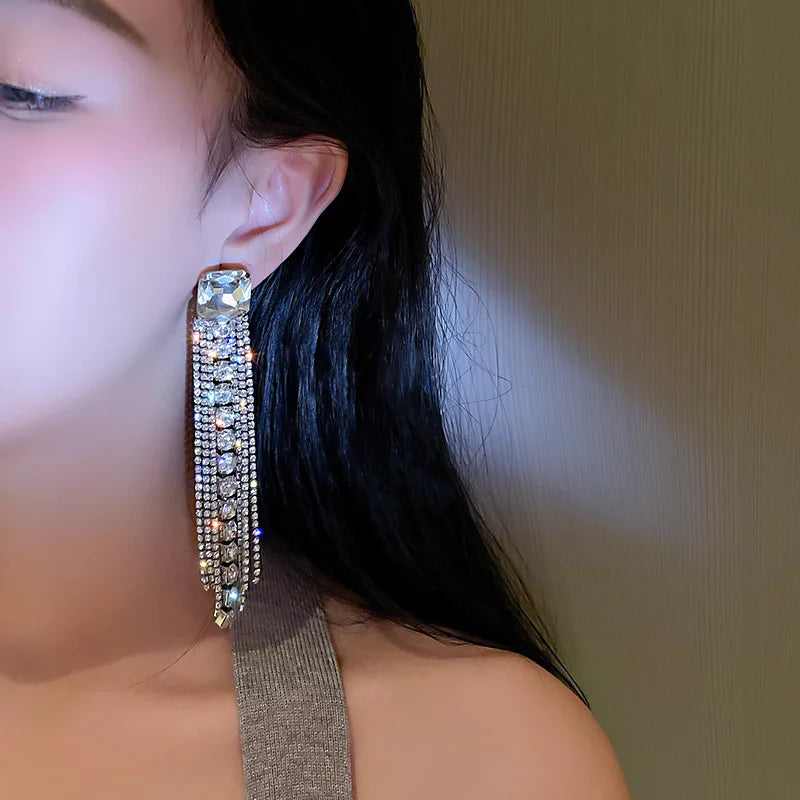 2025 Crystal asymmetry natural diamond sterling rhinestone earring 18k white gold zircon earrings women