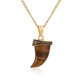 Luxury Jewelry Gold Plated Natural Stones Necklace Black Agate Tiger Eye Lapis Lazuli Gemstone Pendant Necklaces