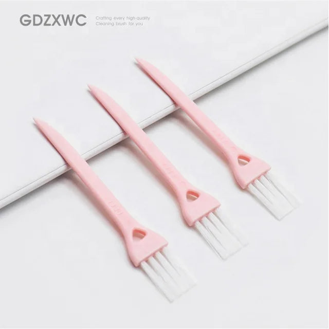 Kitchen Hacks Multifunctional Home Clean 2-in-1 Pink Small Tail Point Scraper Cleaning Brush Gadget for Keyboard and Corner Gap