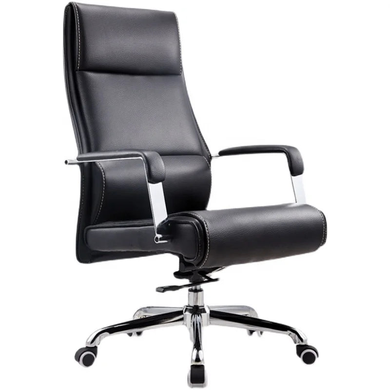 Modern Contemporary High Back Executive Office Chair Adjustable Height Swivel Ergonomic Synthetic Leather Aluminum Alloy Base