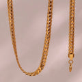 New Design Engraved Cuban Chain Necklace 18K Gold Plated Stainless Steel Choker Necklace Chain Bracelet