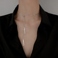 GT Women's Geometric Triangle Adjustable Necklace Long Link Chain with Tassel Clavicle Chain Trendy Alloy Jewelry