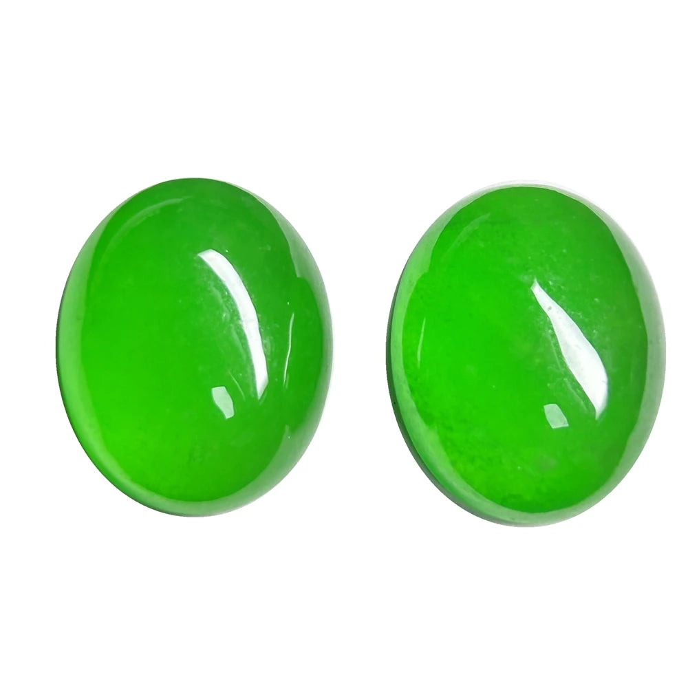 HQ GEMS Myanmar Natural Green Jade Jadeite Loose Gemstone Flatback Cabochon Burma Jadeite Stone