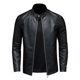 Wholesale Men's Winter Moto Biker Leather Coat PU Slim Jacket with Stand Collar Casual Style for Spring & Autumn XL Size