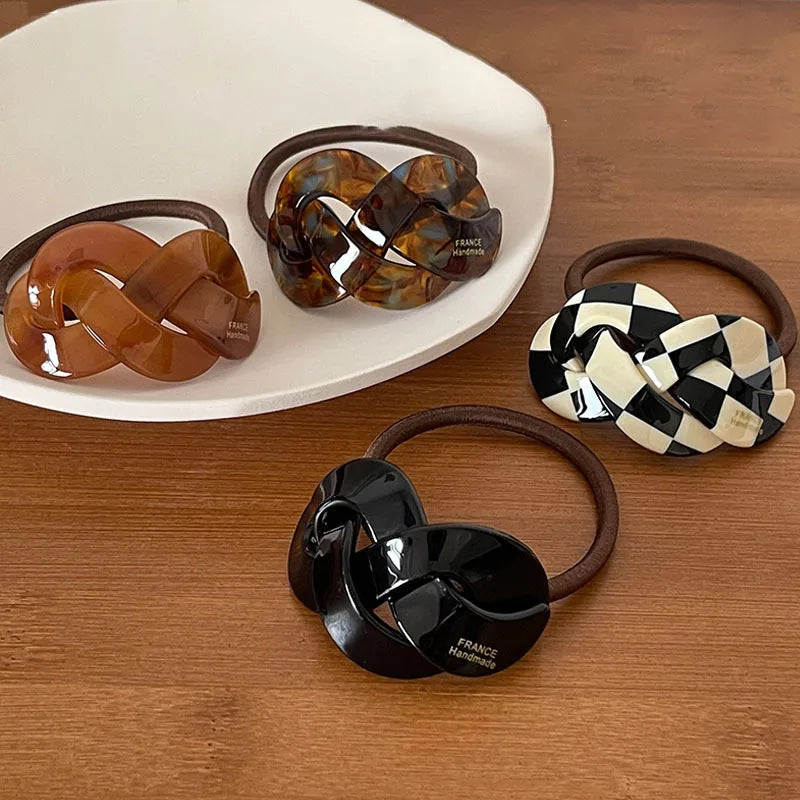 Korean Fashion Simple Hair Tie Irregular Acetate Decoration Ponytail Hair Rope High Elasticity Hair Band