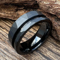 Factory Price 8MM Offset Channel Black Tungsten Carbide Brushed  Inlay Ring Blank for Inlay Men's Women's Engagement Bands