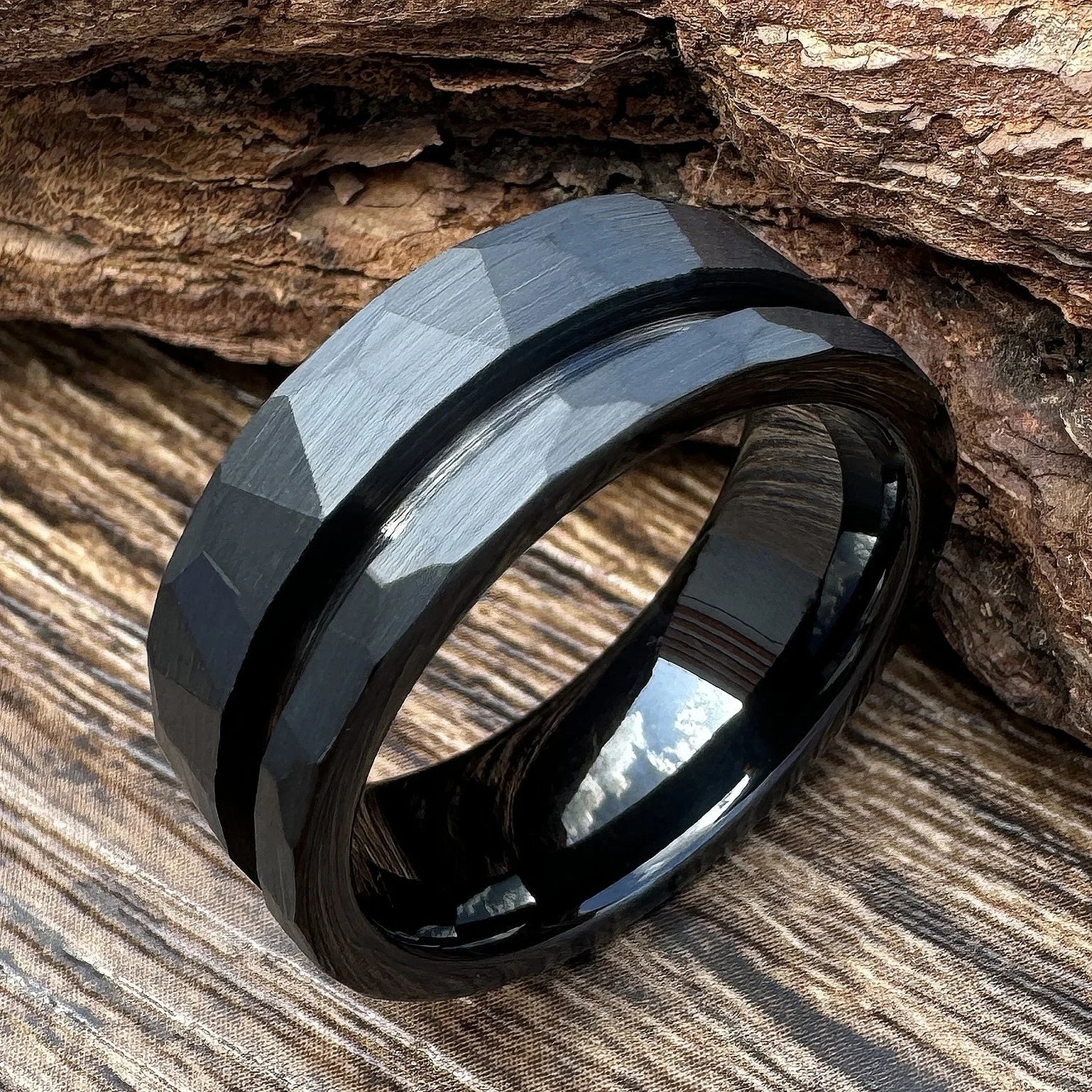 Factory Price 8MM Offset Channel Black Tungsten Carbide Brushed  Inlay Ring Blank for Inlay Men's Women's Engagement Bands