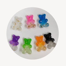 100Pcs Glittering Gradient Color Gummy Bear Resin Flatback Cabochons Charms for Nail Art Decoration & Jewelry Making