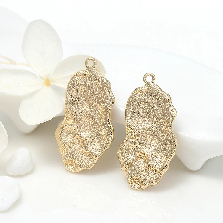 New Arrival Irregular Shape 14K Gold Plated Brass Charm for Jewelry Making MegaBDM
