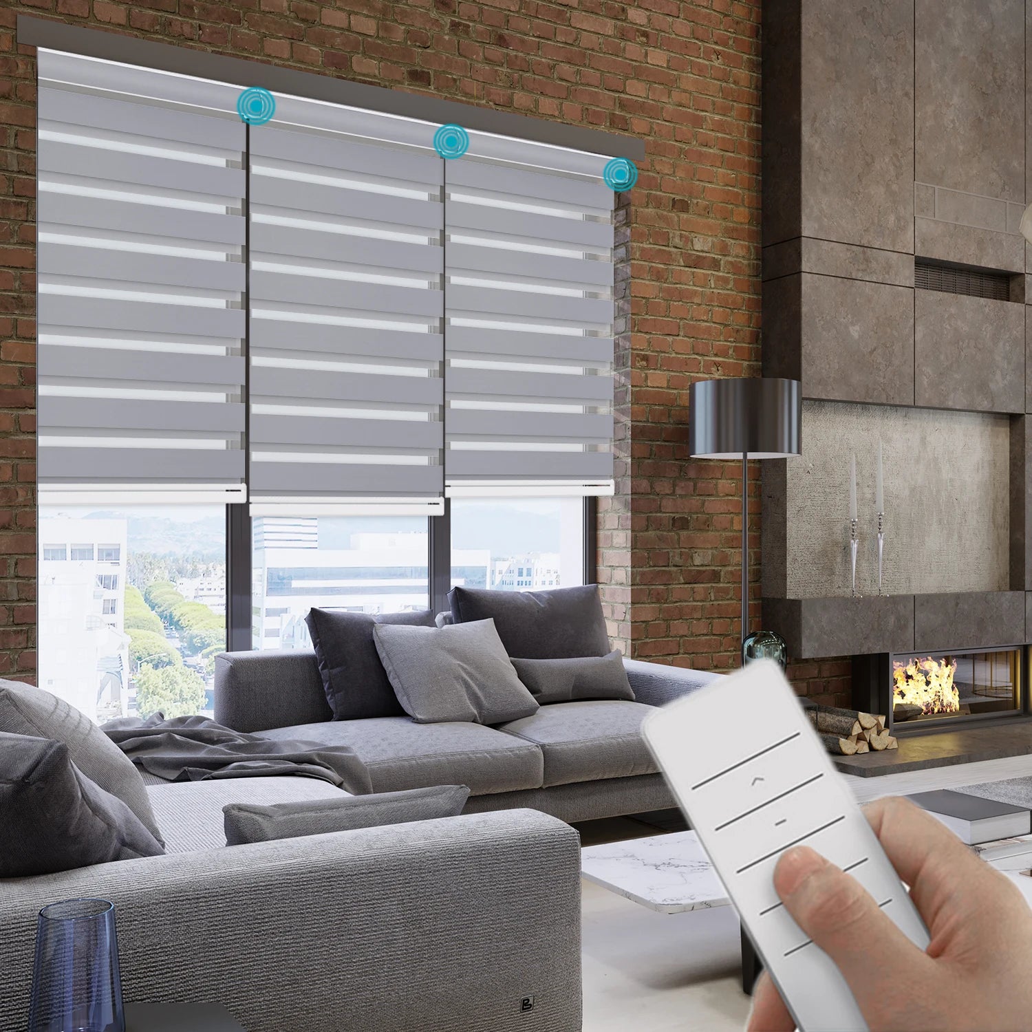 Custom Size Smart Wifi Control Zebra Roller Blinds Home Motorized Curtain Blackout Window Double Shades Zebra Blind for Windows
