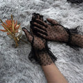 Short Wedding Gloves for Bride White Black Dot Lace Tulle Gauze Transparent Bridal Gloves Women Party Prom Dresses Mesh Gloves