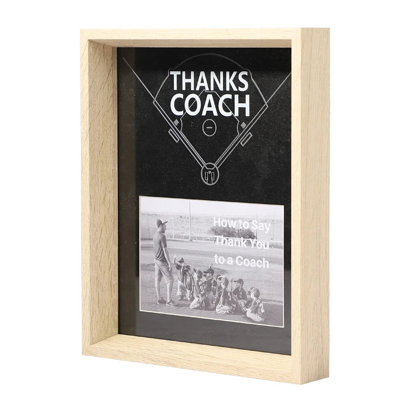 Basketball Coach Gift Eco-Friendly Durable Wood & MDF Shadow Box Photo Frame with Sports Theme for Home Decor