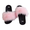 Private Label Faux Fur Slides Fluffy Custom Sandals for Ladies Female Women Fur Wedding Slippers