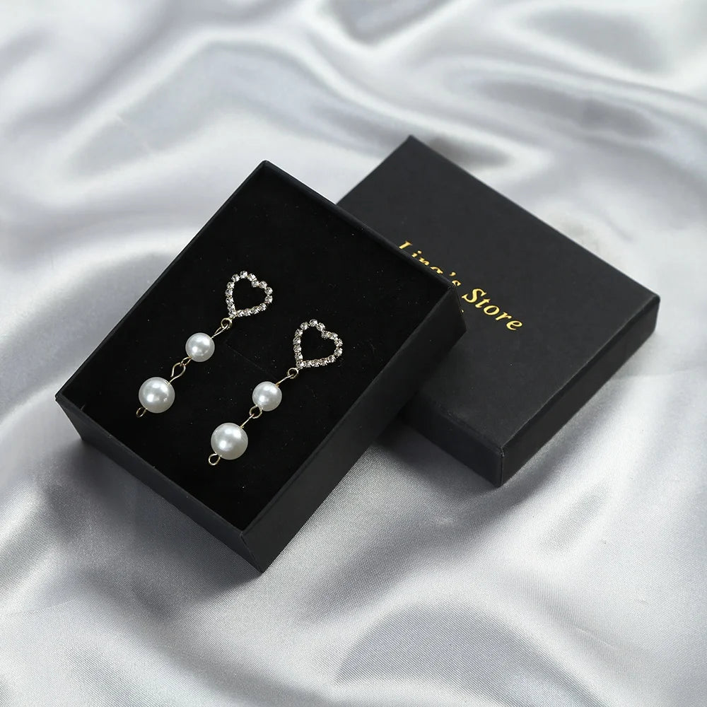 Custom Black Logo Printed Paper Packaging for Jewelry Boxes Earrings and Bracelet with Lid