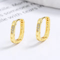 American European Fashion Jewelry 925 Sterling Silver Geometric square Zircon Gold Plated Hoop Earrings for Women