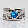 CAOSHI Custom Vintage Style Cross Hollow Design White/Blue Zircon Band Rings for Women Engagement Silver Plated CZ Rings Jewelry