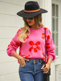 Wholesale Crew Neck Pullover Sweater Plus Size Women's Sweaters With Flowers Acrylic Winter Clothes for Women Standard Bohemian