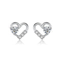 Fashion 925 Sterling Silver Women Exquisite CZ Diamond Simple Heart-shaped Stud Earrings