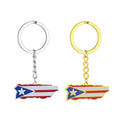 Manufacturer Stainless Steel Puerto Rico Flag Charm Keychain 18K Gold Plated Enamel Puerto Rican Map Pendant Keyring Key Chain