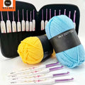 4Ply Thread Polyester Blend Acrylic Yarn Crochet Mix Color Crochet Puff Yarn and Hook Set