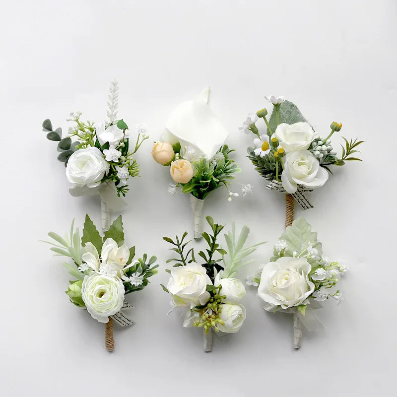 Fashion Groom Boutonniere Wholesale Wedding Corsage Flower Pins Brooches Mens Lapel Pin Custom