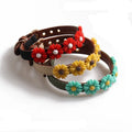 Daisy Flowers PU Cat Custom logo Wholesale Leather Pet Collar