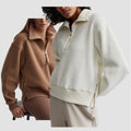 Autumn and Winter Fleece Sweater Women Pullover Half Zipper Long Sleeve Warm Fitness Sports Sweatshirt Women