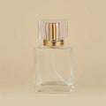 Ready Goods Good Quality Spray 50ml Empty square Shape clear Gold Cap Glass Perfume Bottles