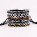 New Design Mini Hematite Skull Double Braided Macrame Adjustable Men Bracelet With Custom Logo JBS12629