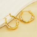 Wholesale French Vintage Pearl Earrings Titanium Steel Personality Irregular Fashion Earrings Stainless Steel Gold Earrings