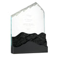 ADL New Design Mountain Peak Black White Crystal Glass Award Trophy with Stone Base for the First One Trophy