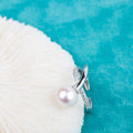 R100678 DIY 6-8mm Natural Freshwater Pearl Ring Accessory 925 Sterling Silver Adjustable Size Engagement Jewelry Ring for Women MegaBDM