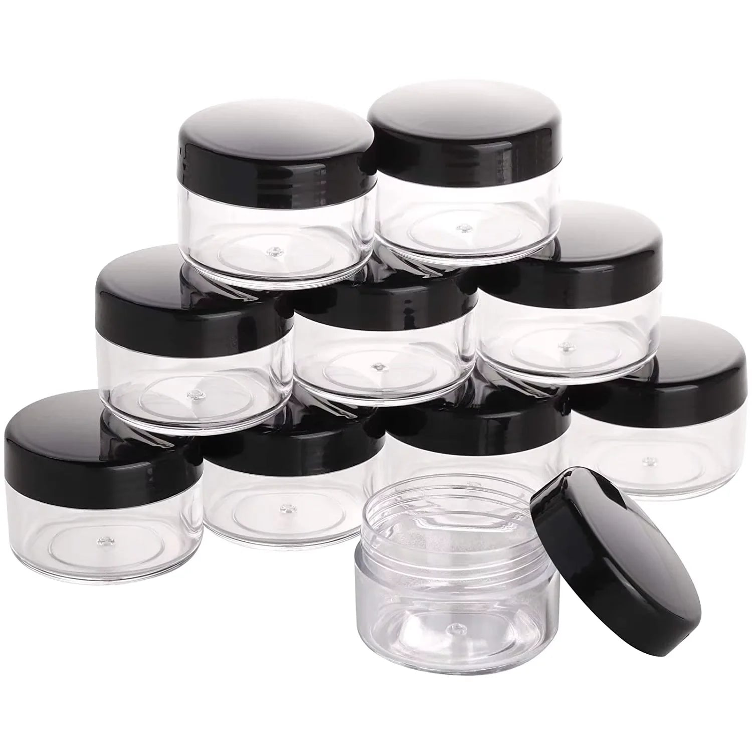 Cream Jar Lotion Container With White Clear Black Lids Cosmetic Screw-on Cap PS Mini Empty Clear Sample Plastic 2g 3g 5g 10g
