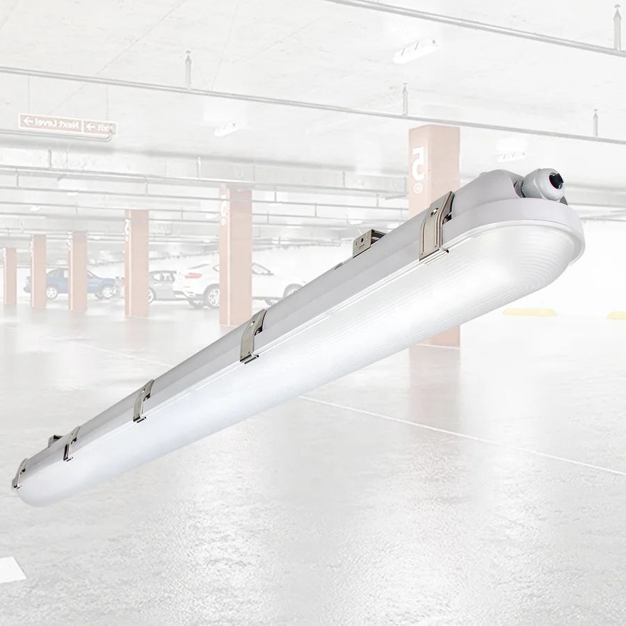 High Lumen LED Tri-Proof Light Fixture 40W IP65 Vapor Tight 4FT 3-CCT Switchable 120 Beam Angle for Garage Office Warehouse
