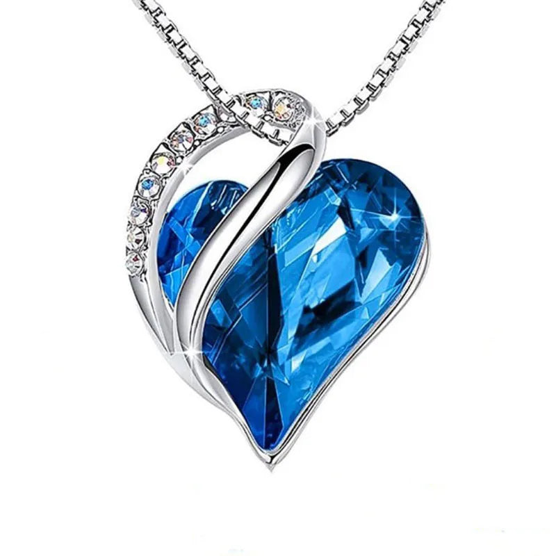 Everlasting Love Infinity Love Heart Pendant Necklace 12 Birthstone Crystal Anniversary Birthday Mother'S Necklace for Gift