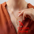 EManco Trendy Handmade Vertical Name Necklace Signature Letter Pendant Handwriting Charm Nameplate Stainless Steel Link Jewelry