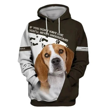 Fitspi Men 3D Printed Pullover Sweatshirts New Animal Dog Pattern Beagle Hoodies Women Cosplay Cost Wholesale