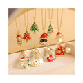 Christmas Santa Claus Christmas Tree Snowman Pendant Necklace Non Tarnish Waterproof Fashion Jewelry for Gift