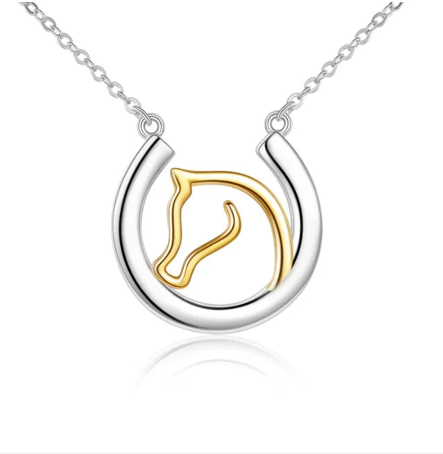 18K Gold Plated Horseshoe 925 Sterling Silver Horseshoe Necklace Horse Jewelry for Mother Women