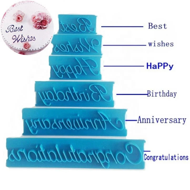6pcs/set Alphabet Plastic Mold Letter Shape Cake Baking Decorating Mold for Cake Decoration Sugarcraft Chocolate Fondant