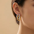 Trendy  Women Stud Earrings 18K Gold Plated Double Loop Thick Stainless Steel Tarnish Free Waterproof Fashion Jewelry Wholesale
