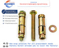 Free Sample Steel Bright Zinc Plated Hex Head Dry Wall Anchor Wedge Anchor Wall Rope Anchor Concrete Fastener Inch Measurement