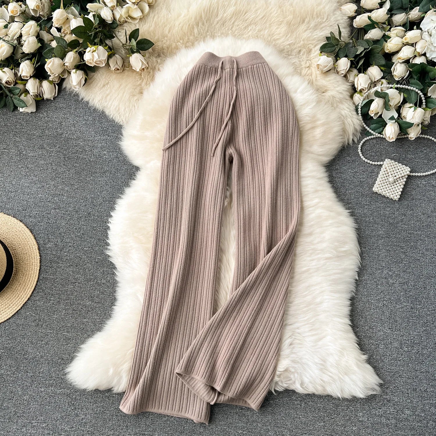 Elegant High-Waisted Wide-Leg Trousers for Women - 2025 Autumn-Winter Collection