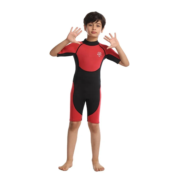 Personalized Kids Wetsuit 2mm 5mm Red Neoprene Wet Surfing Suit with Front Zip Cheap Beach & Diving Wear
